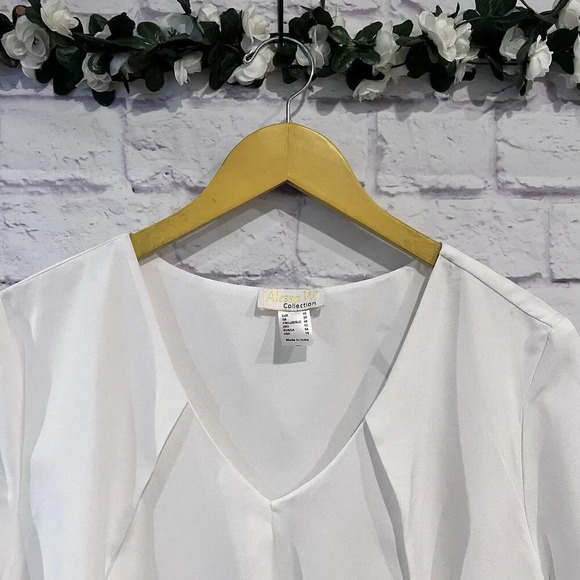 Alessa W Collection Layered V Neck Short Sleeve Blouse Size 14 Business Casual - Picture 3 of 10